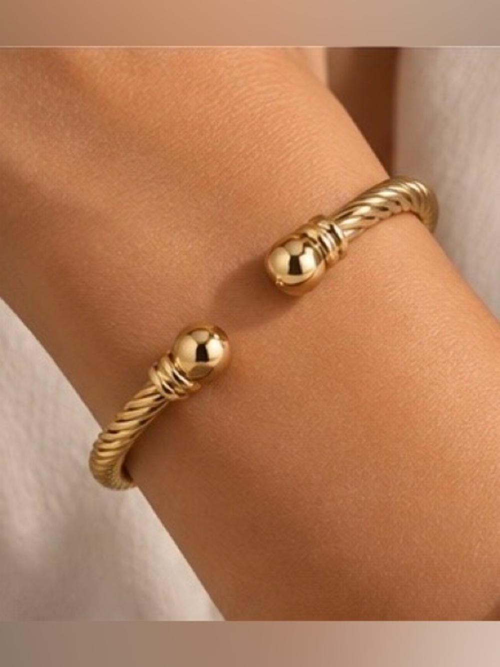 Gold Twisted Open Cuff Bracelet